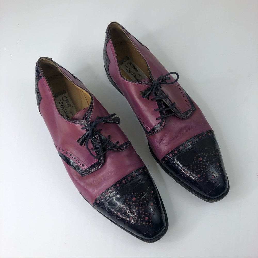 Mauri City Slicker Genuine Alligator Purple Oxford Shoes